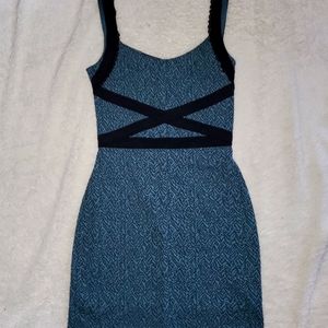 XS Free People Bodycon Teal/Black Dress, Cutout Back